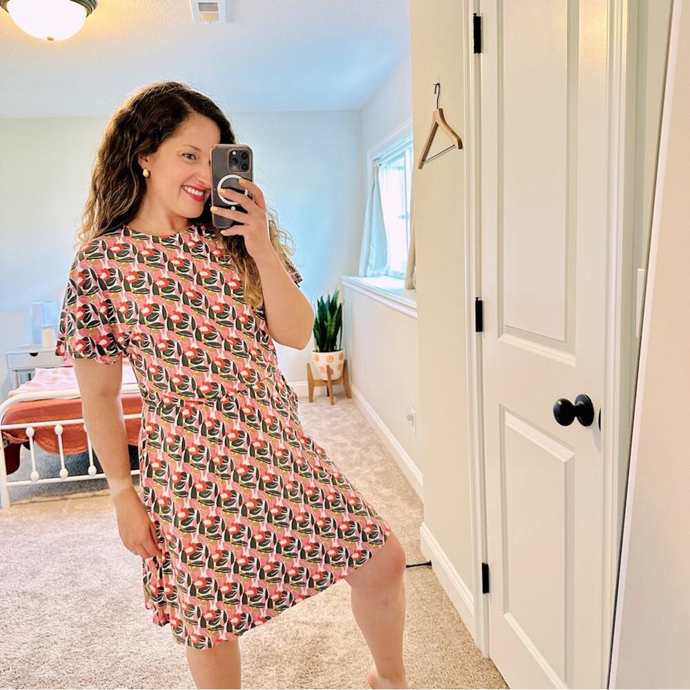 Boden Flutter Sleeve Floral Mini Jersey Dress 8R